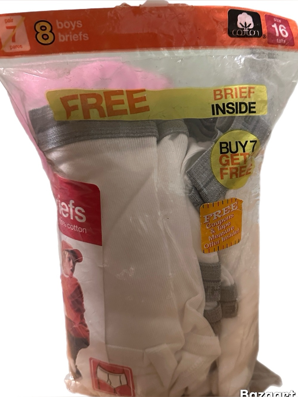 Vintage HANES Boys Cotton Briefs 8 Pack Size 16 White Tidy Whities NOS